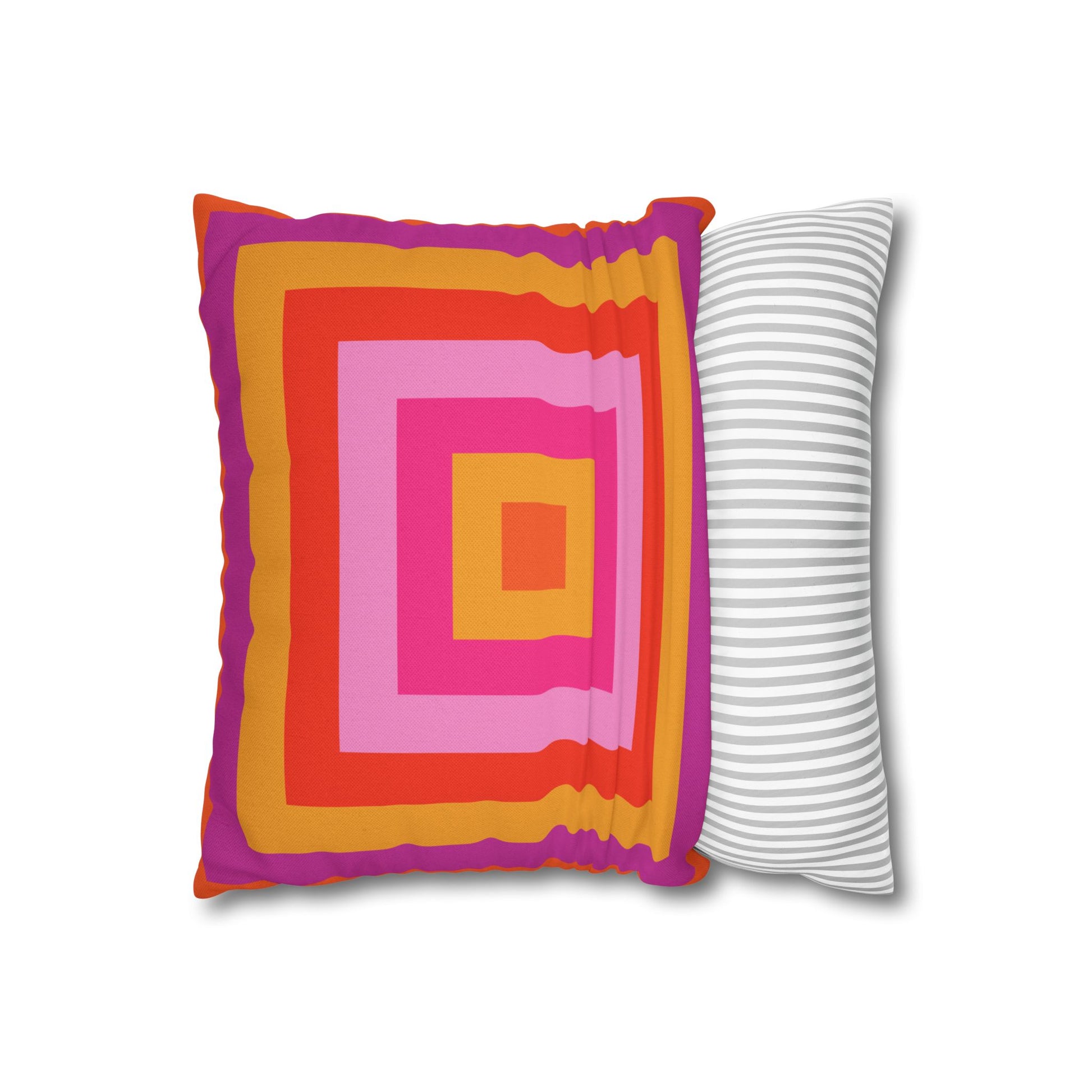 Bright Pink and Orange Throw Pillow Cover, Hot Pink Cushion Cover, Vibrant Square Pillowcase, Maximalist Home, Bohemian Boho Hippie Decor
