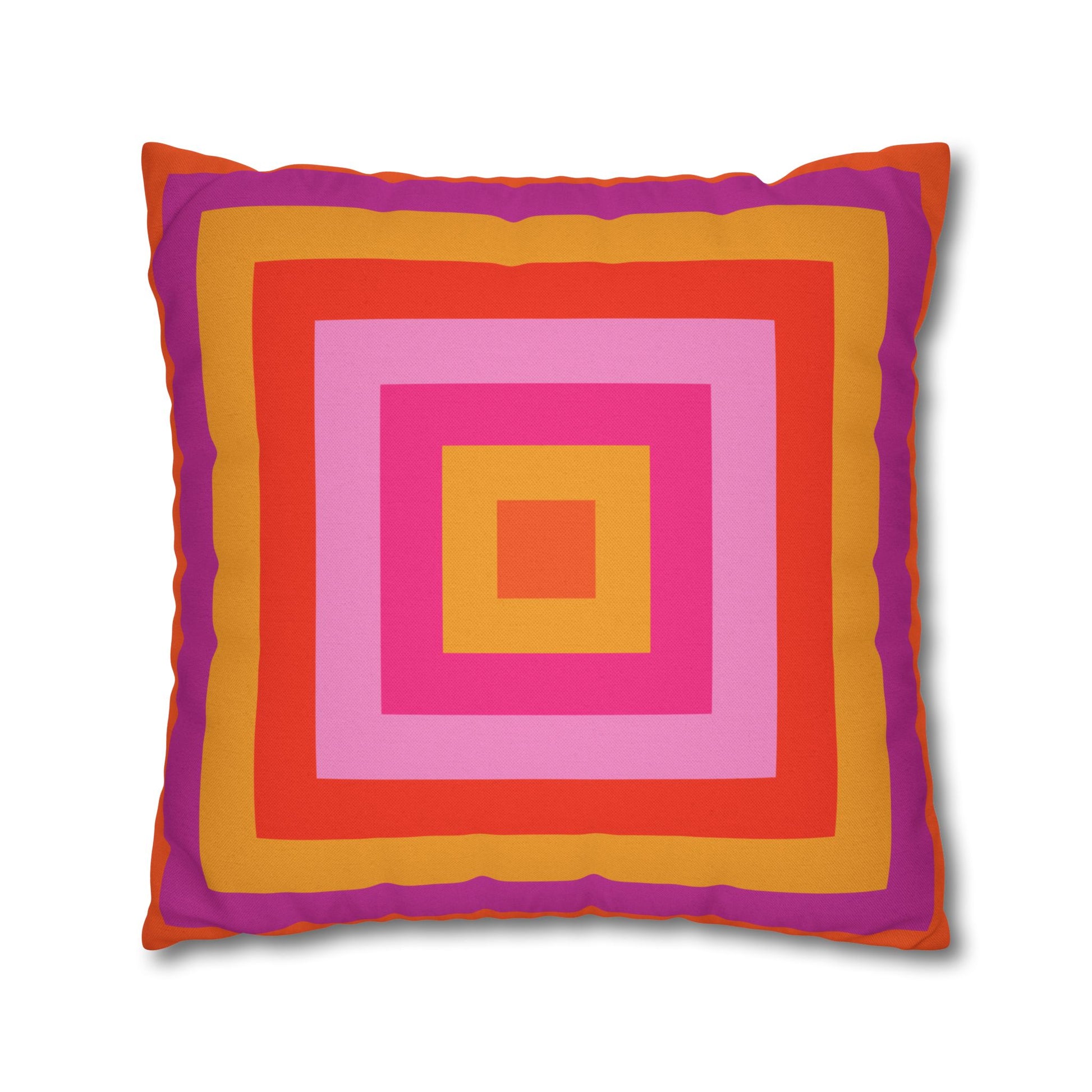 Bright Pink and Orange Throw Pillow Cover, Hot Pink Cushion Cover, Vibrant Square Pillowcase, Maximalist Home, Bohemian Boho Hippie Decor