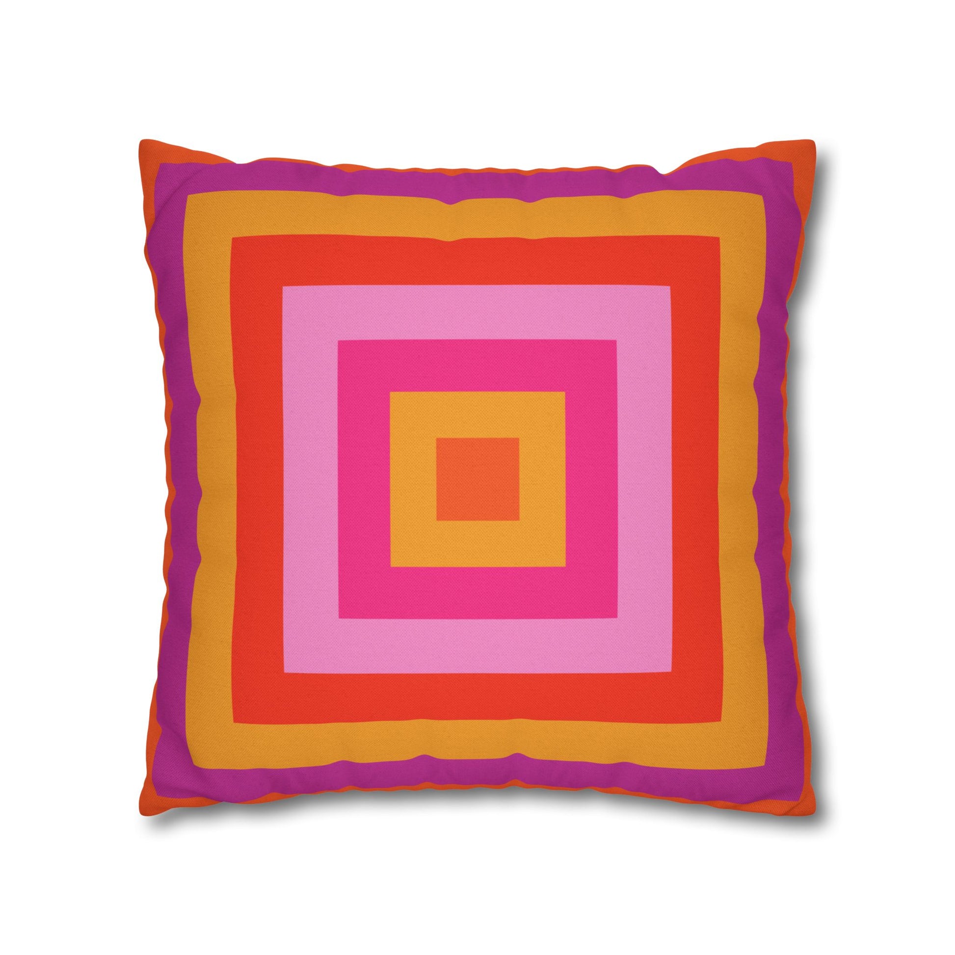 Bright Pink and Orange Throw Pillow Cover, Hot Pink Cushion Cover, Vibrant Square Pillowcase, Maximalist Home, Bohemian Boho Hippie Decor