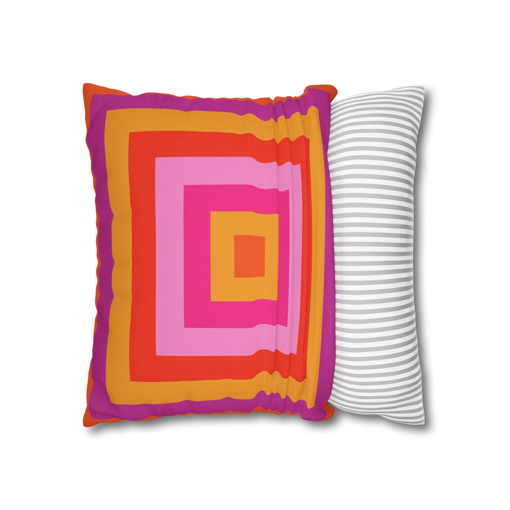 Bright Pink and Orange Throw Pillow Cover, Hot Pink Cushion Cover, Vibrant Square Pillowcase, Maximalist Home, Bohemian Boho Hippie Decor