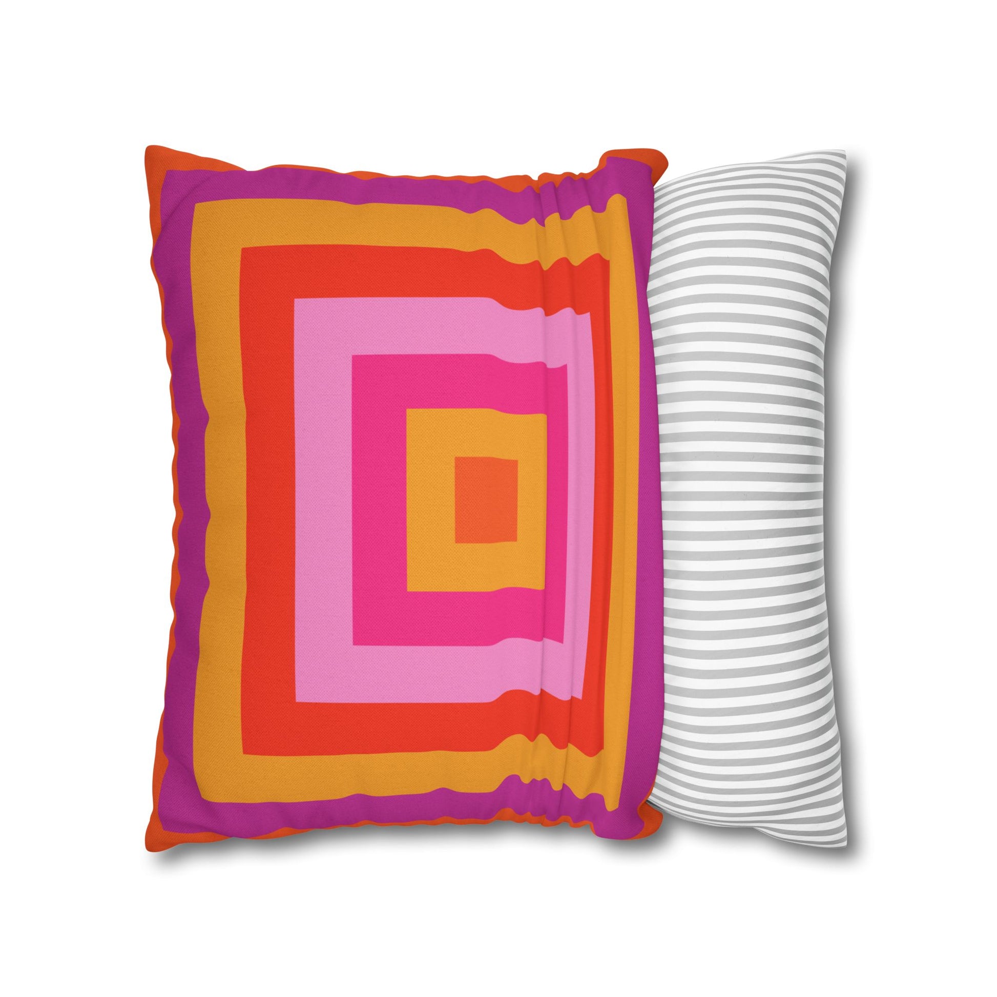 Bright Pink and Orange Throw Pillow Cover, Hot Pink Cushion Cover, Vibrant Square Pillowcase, Maximalist Home, Bohemian Boho Hippie Decor