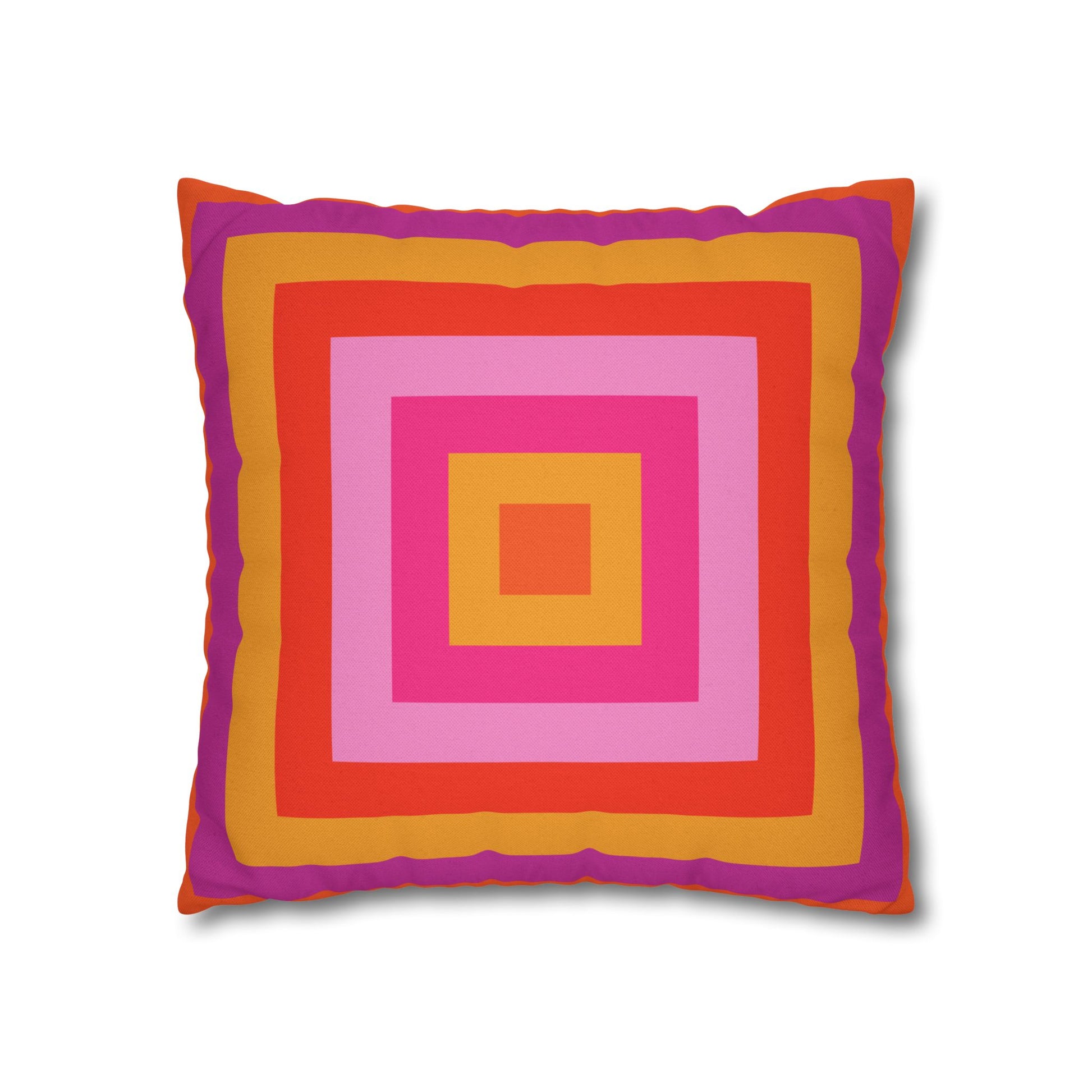 Bright Pink and Orange Throw Pillow Cover, Hot Pink Cushion Cover, Vibrant Square Pillowcase, Maximalist Home, Bohemian Boho Hippie Decor