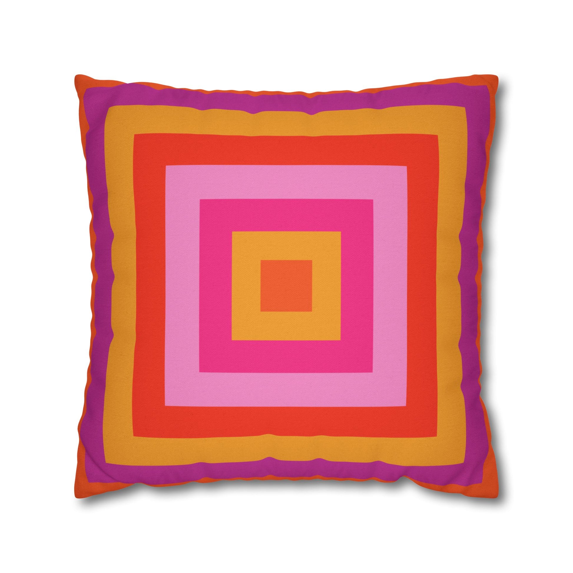 Bright Pink and Orange Throw Pillow Cover, Hot Pink Cushion Cover, Vibrant Square Pillowcase, Maximalist Home, Bohemian Boho Hippie Decor