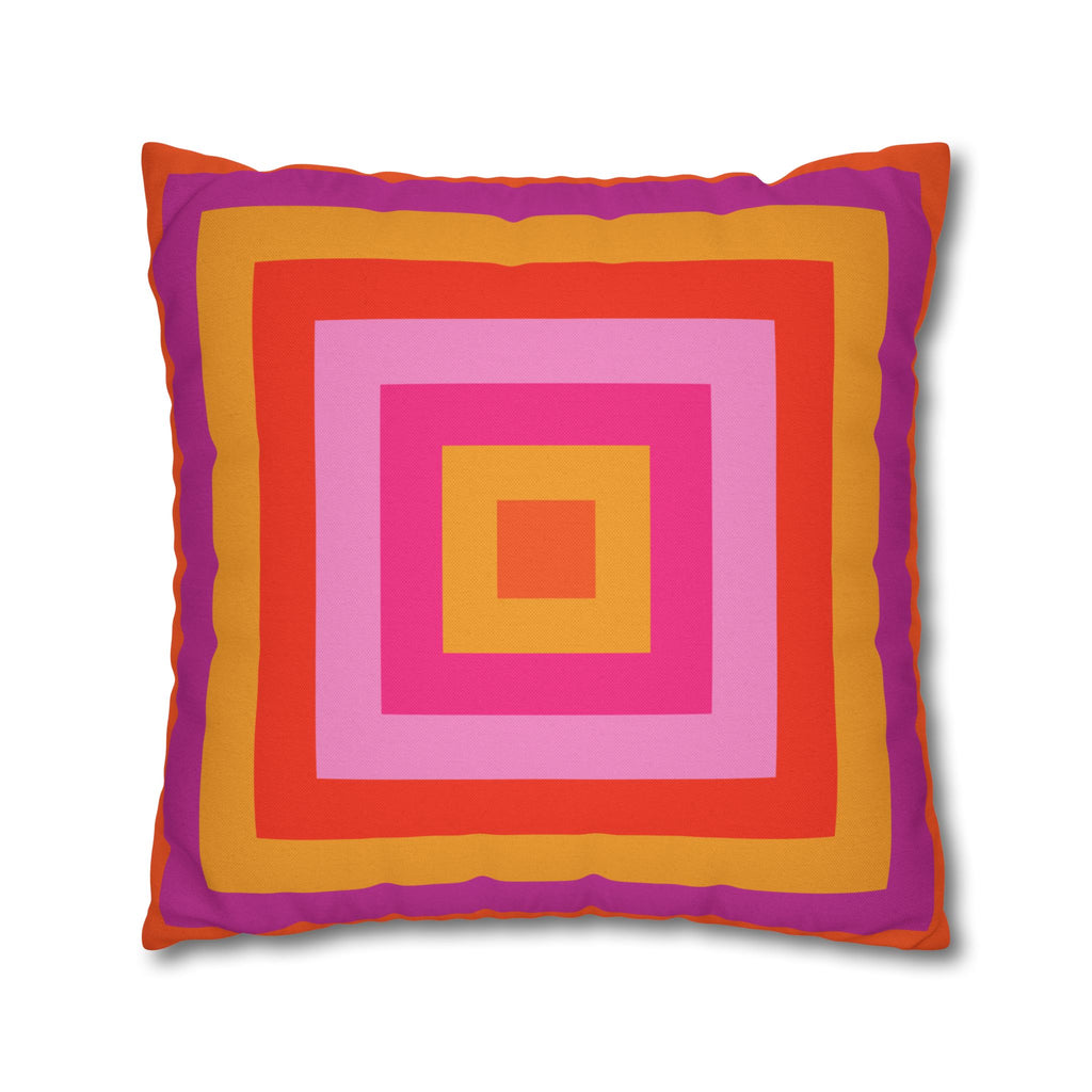 Bright Pink and Orange Throw Pillow Cover, Hot Pink Cushion Cover, Vibrant Square Pillowcase, Maximalist Home, Bohemian Boho Hippie Decor