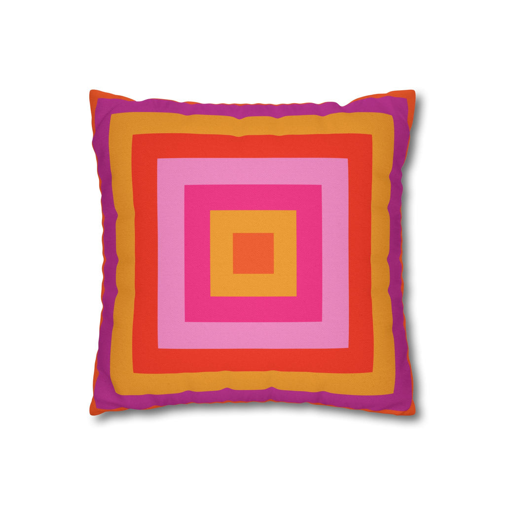Bright Pink and Orange Throw Pillow Cover, Hot Pink Cushion Cover, Vibrant Square Pillowcase, Maximalist Home, Bohemian Boho Hippie Decor