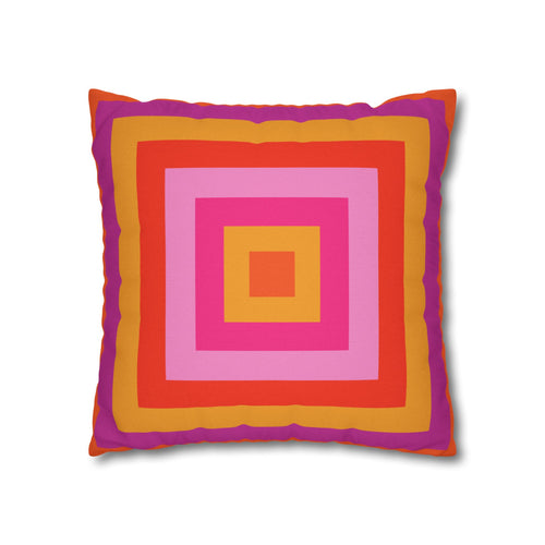 Bright Pink and Orange Throw Pillow Cover, Hot Pink Cushion Cover, Vibrant Square Pillowcase, Maximalist Home, Bohemian Boho Hippie Decor